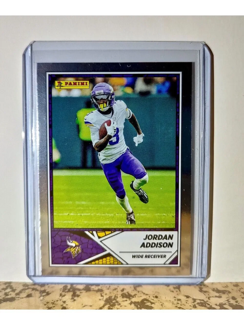 Jordan Addison 2024 Panini NFL #2 Silver Foil Sticker Card Minnesota Vikings